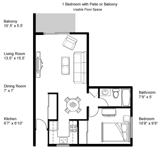 1 Bedroom Second Floor