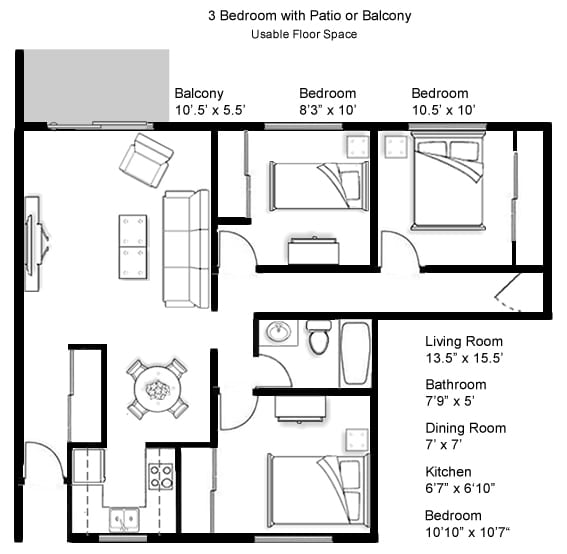 2 Bedroom Second Floor